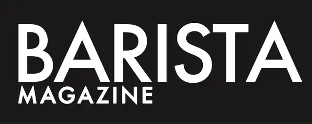 Barista Magazine logo on black background.